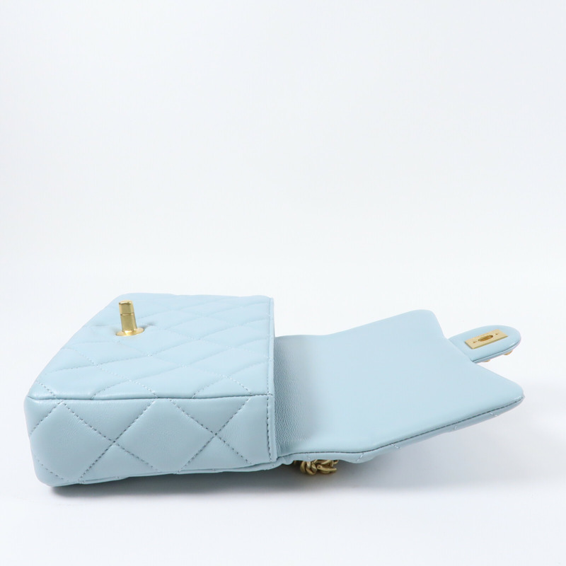 CHANEL 羊皮皮革CC Flat Bag 20鏈帶肩背袋-9