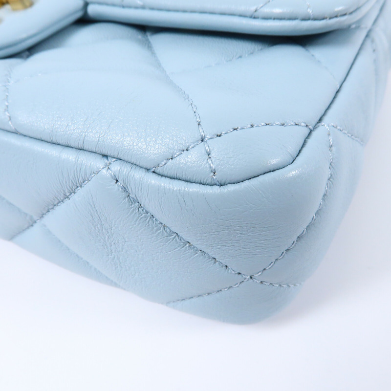 CHANEL 羊皮皮革CC Flat Bag 20鏈帶肩背袋-15