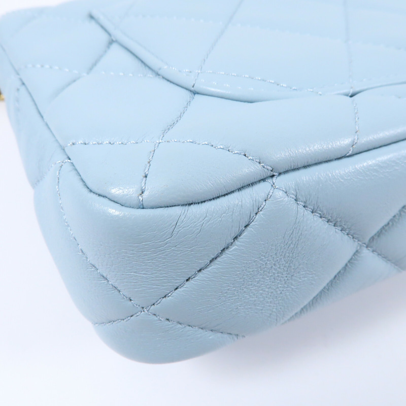 CHANEL 羊皮皮革CC Flat Bag 20鏈帶肩背袋-16