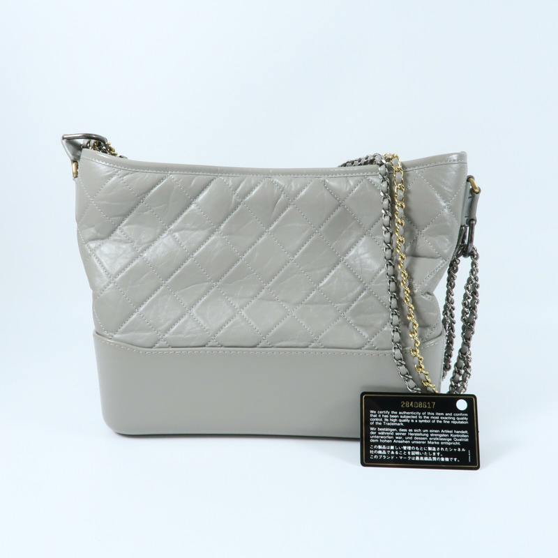 CHANEL 牛皮皮革Gabrielle Medium鏈帶肩背袋-12