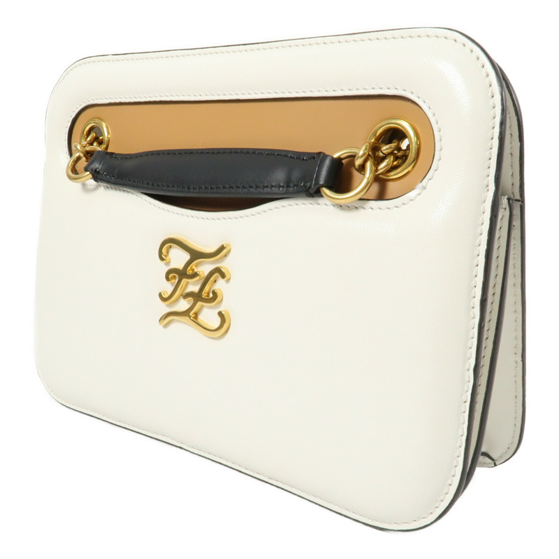 FENDI 牛皮皮革Karligraphy Pocket Shoulder Bag鏈帶肩背袋-2