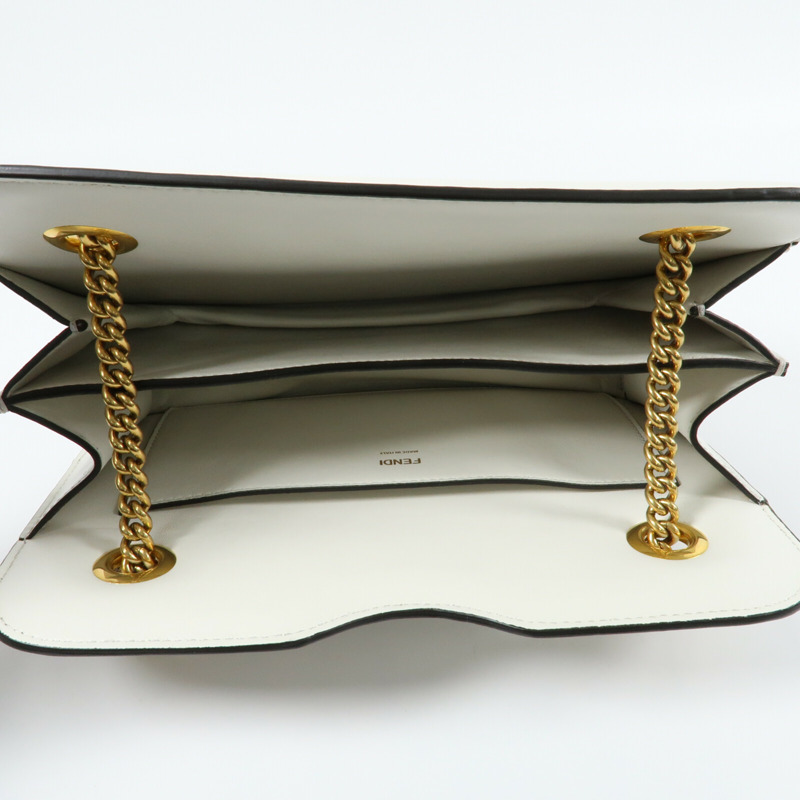 FENDI 牛皮皮革Karligraphy Pocket Shoulder Bag鏈帶肩背袋-4