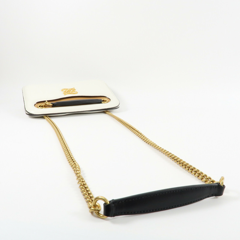 FENDI 牛皮皮革Karligraphy Pocket Shoulder Bag鏈帶肩背袋-10