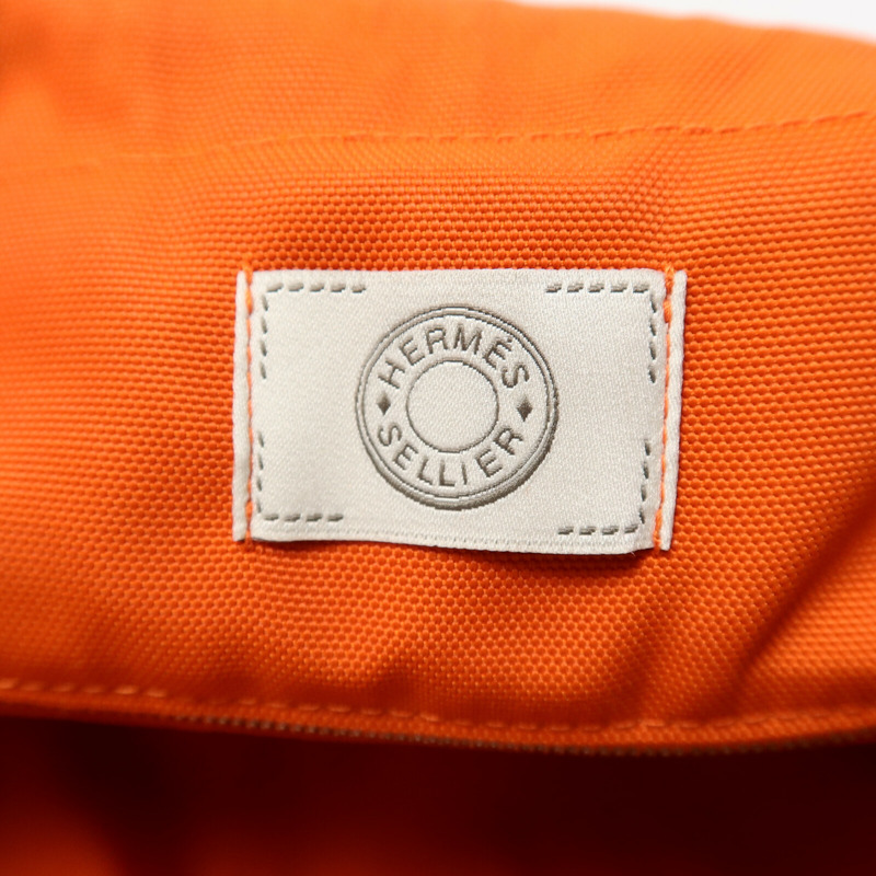 HERMES 帆布Grooming Bag銀扣手挽肩背兩用袋Blue-9