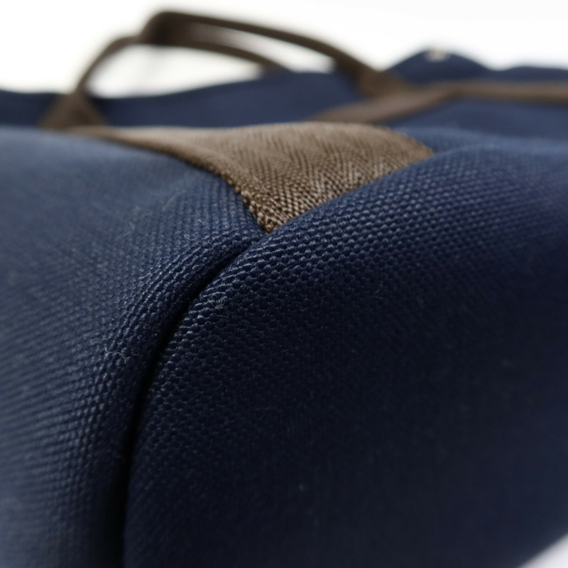 HERMES 帆布Grooming Bag銀扣手挽肩背兩用袋Blue-15