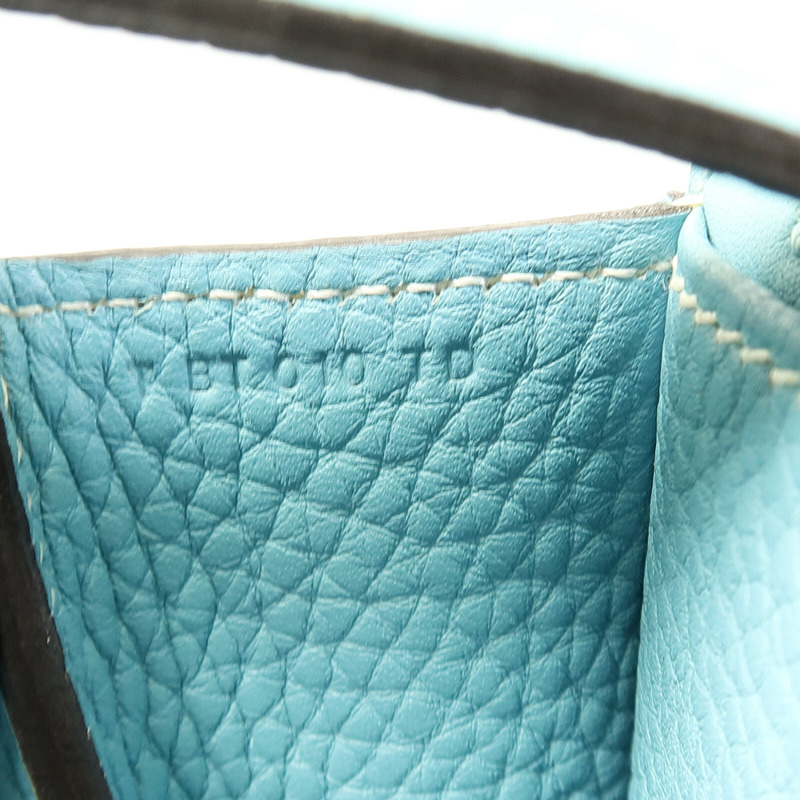 HERMES Clemence皮革Halzan 31銀扣手挽肩背兩用袋Bleu Saint-6