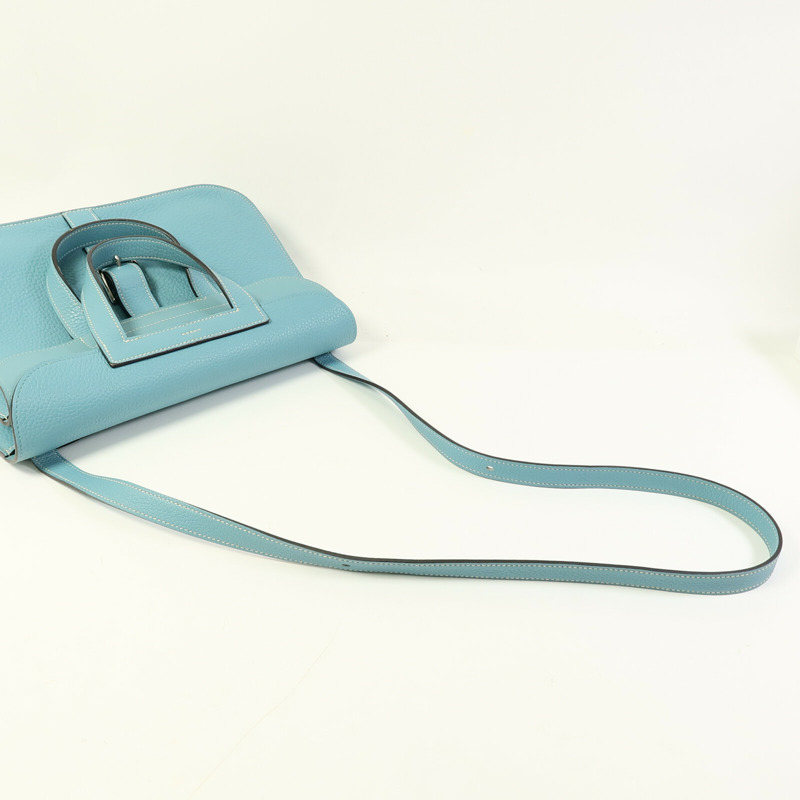 HERMES Clemence皮革Halzan 31銀扣手挽肩背兩用袋Bleu Saint-8