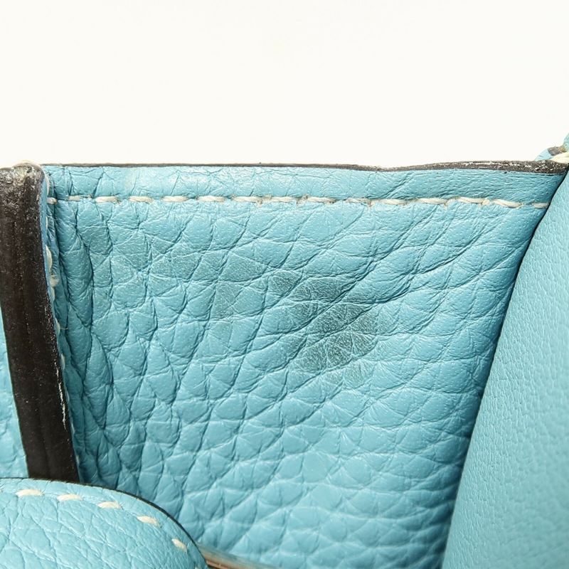 HERMES Clemence皮革Halzan 31銀扣手挽肩背兩用袋Bleu Saint-12