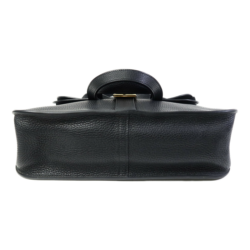 HERMES Clemence皮革Halzan 31金扣手挽肩背兩用袋Noir-3