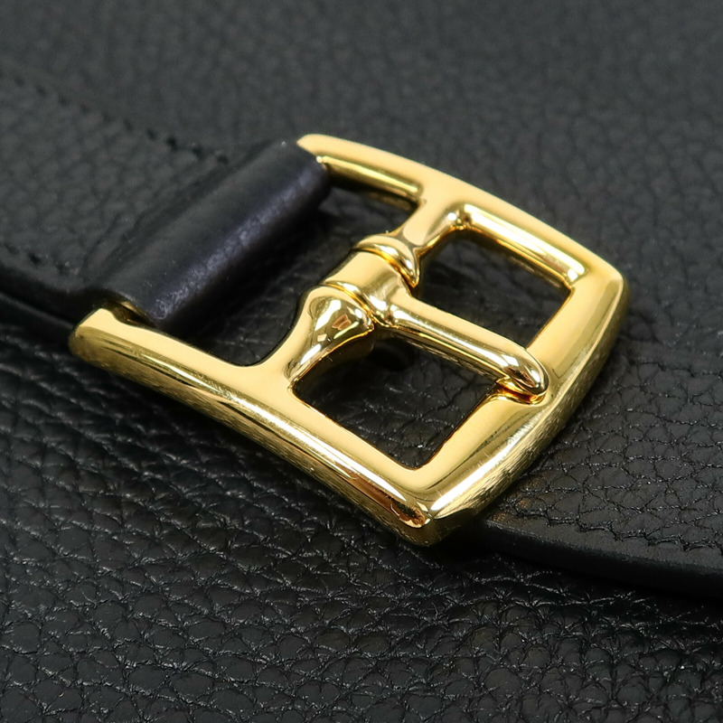 HERMES Clemence皮革Halzan 31金扣手挽肩背兩用袋Noir-8