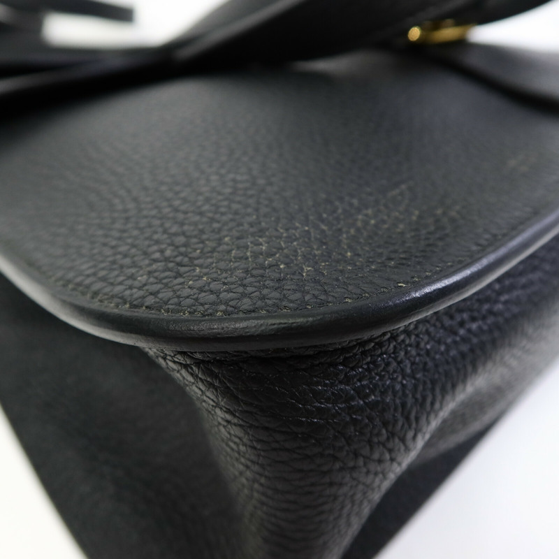 HERMES Clemence皮革Halzan 31金扣手挽肩背兩用袋Noir-11