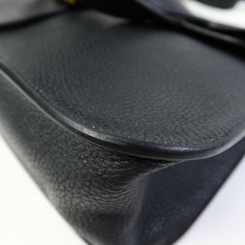 HERMES Clemence皮革Halzan 31金扣手挽肩背兩用袋Noir-12