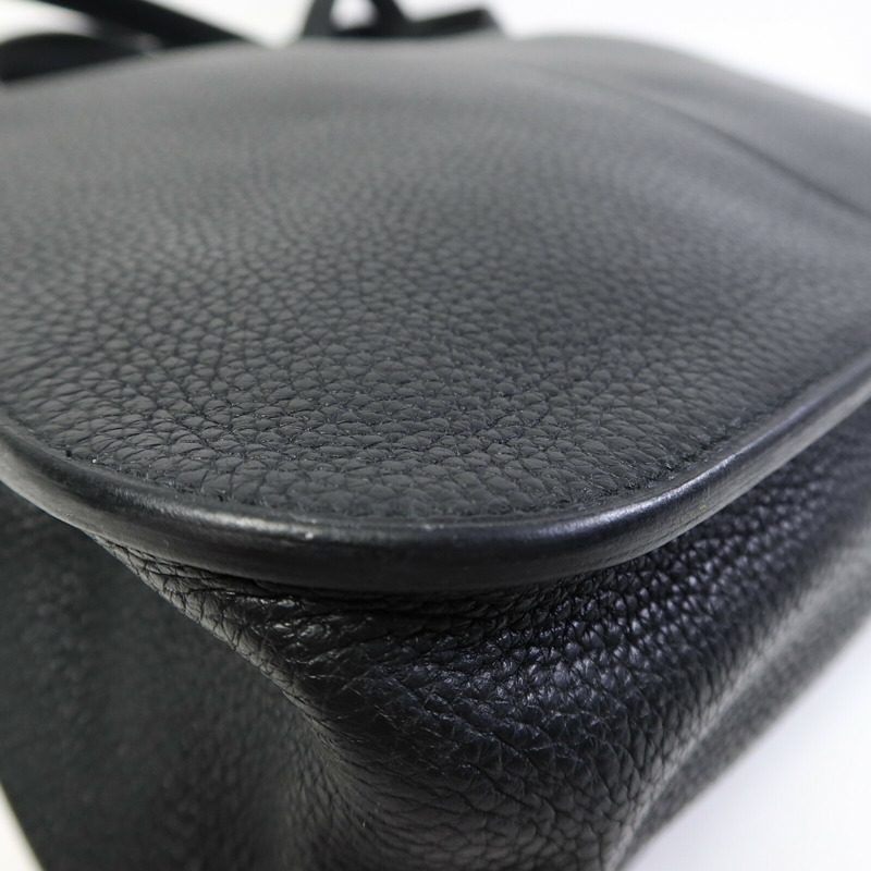 HERMES Clemence皮革Halzan 31金扣手挽肩背兩用袋Noir-13