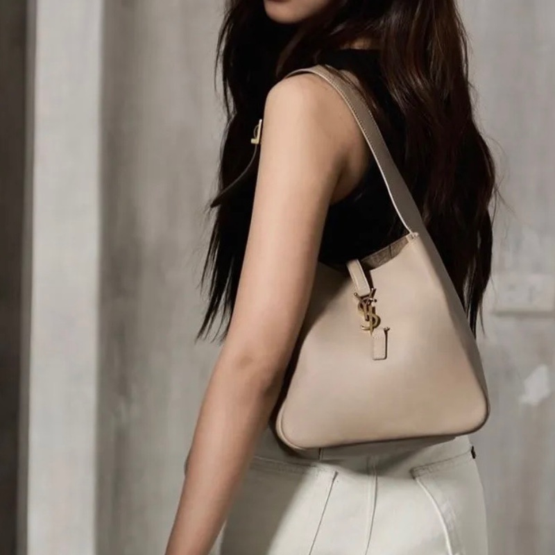 ✨Saint Laurent hobo 水桶包小號 奶茶色 🧋-2