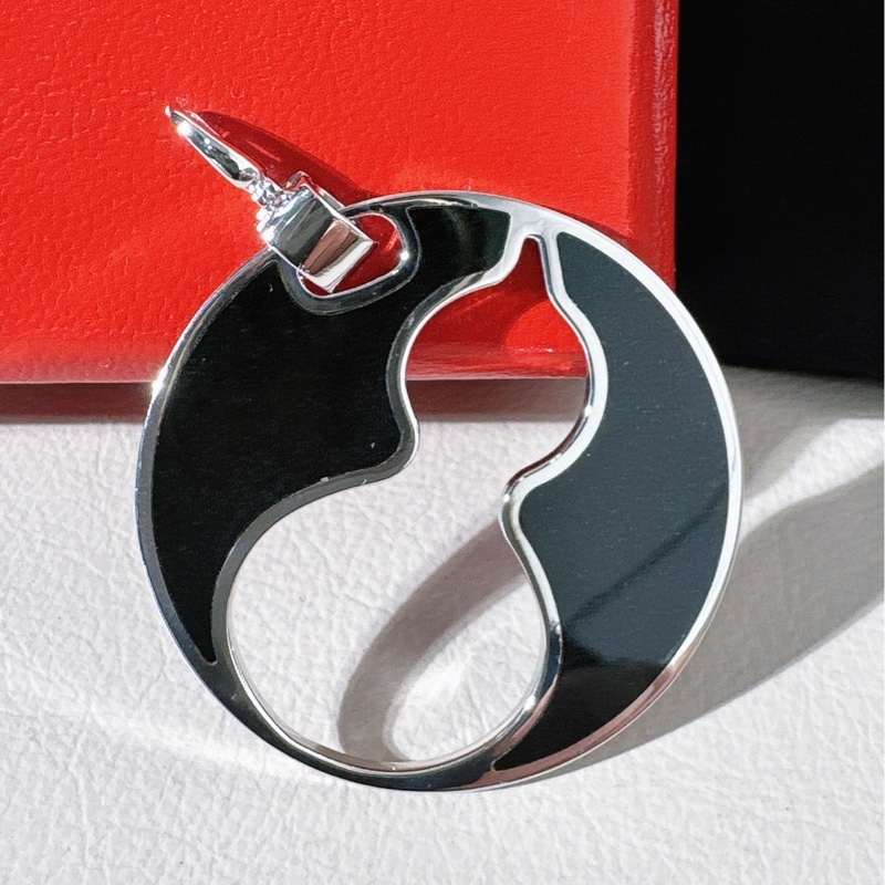 Qeelin 麒麟 vintage 中古 18K 白金 黑瑪瑙 吊墜-2