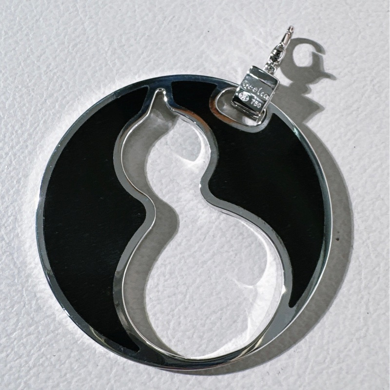 Qeelin 麒麟 vintage 中古 18K 白金 黑瑪瑙 吊墜-4