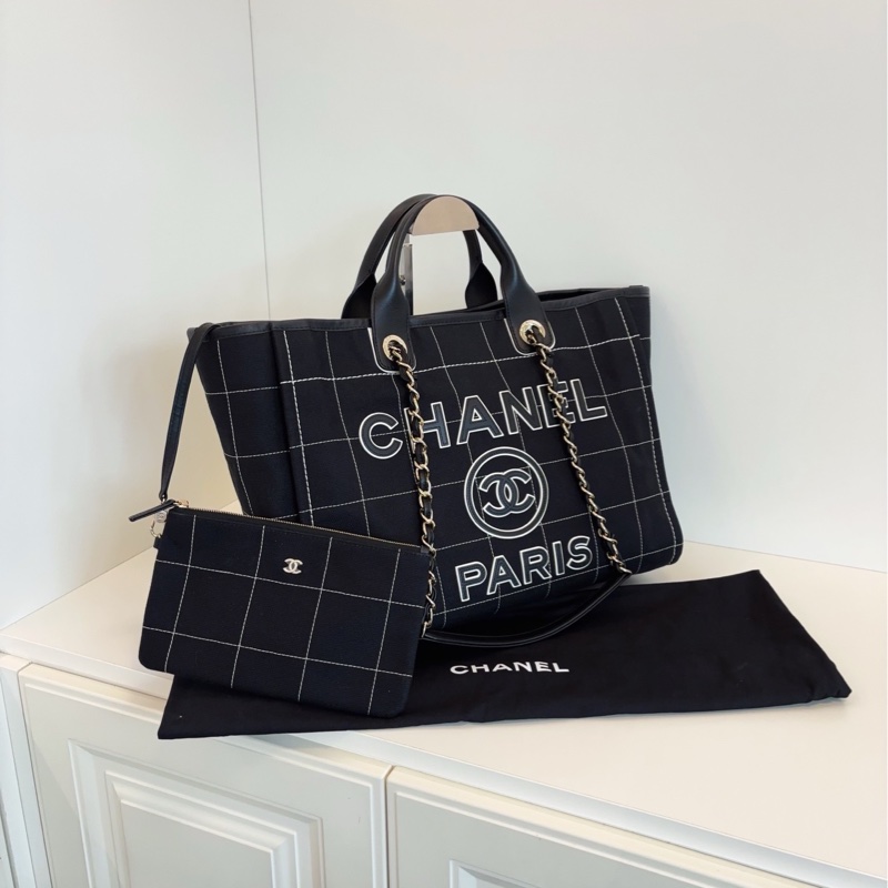 ✨Chanel 23C牛仔沙灘包 99新 晶片款 美式復古風🕶️-4