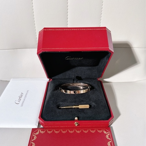 Cartier卡地亞 love系列 寬版玫瑰金手鐲，16號 第四代