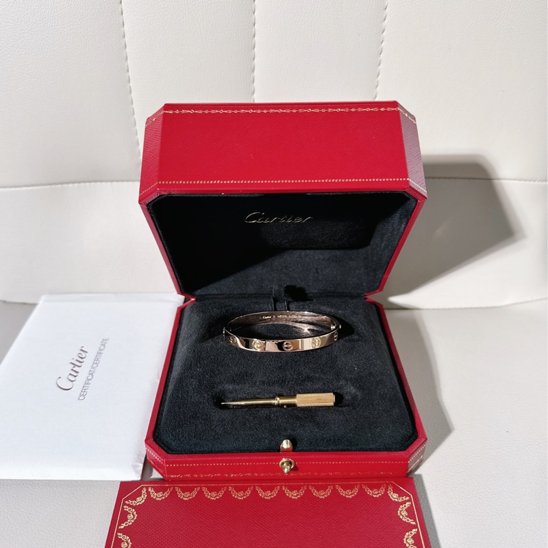 Cartier卡地亞 love系列 寬版玫瑰金手鐲,16號 第四代-0