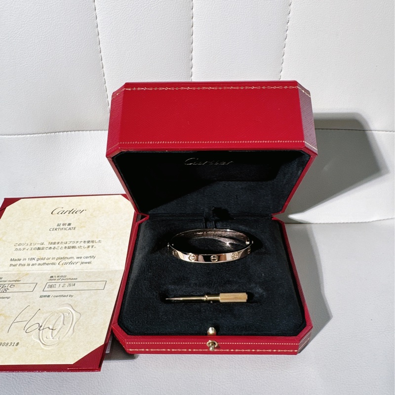 Cartier卡地亞 love系列 寬版玫瑰金手鐲,16號 第四代-1