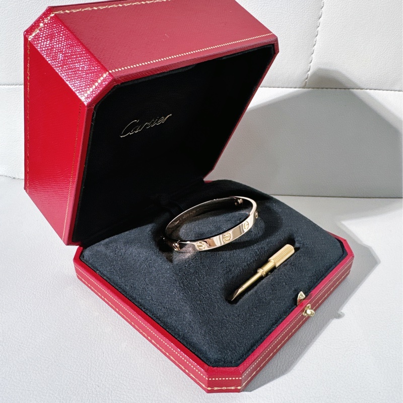 Cartier卡地亞 love系列 寬版玫瑰金手鐲,16號 第四代-3