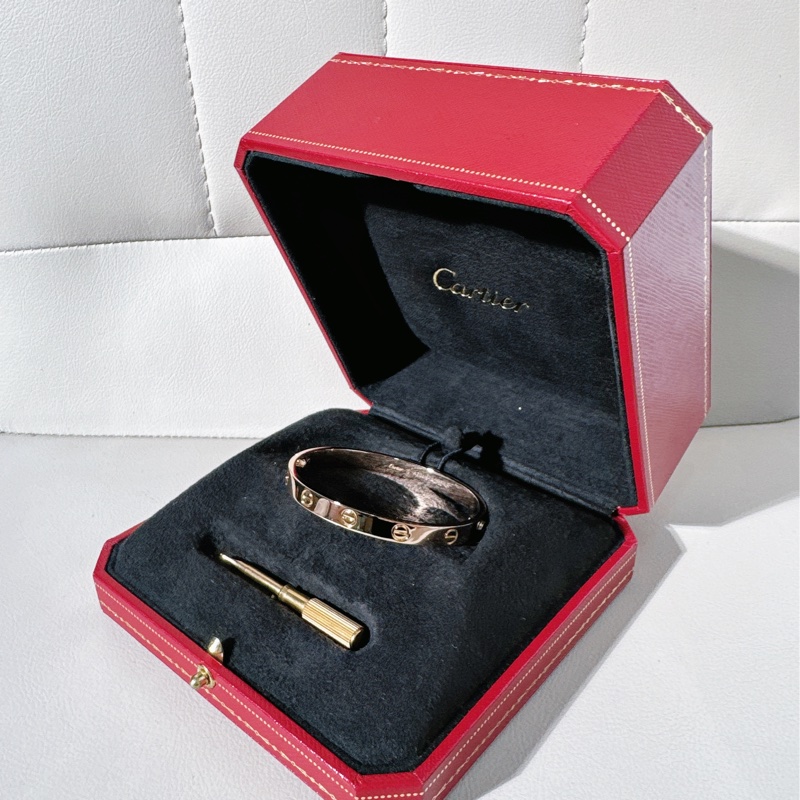 Cartier卡地亞 love系列 寬版玫瑰金手鐲,16號 第四代-4