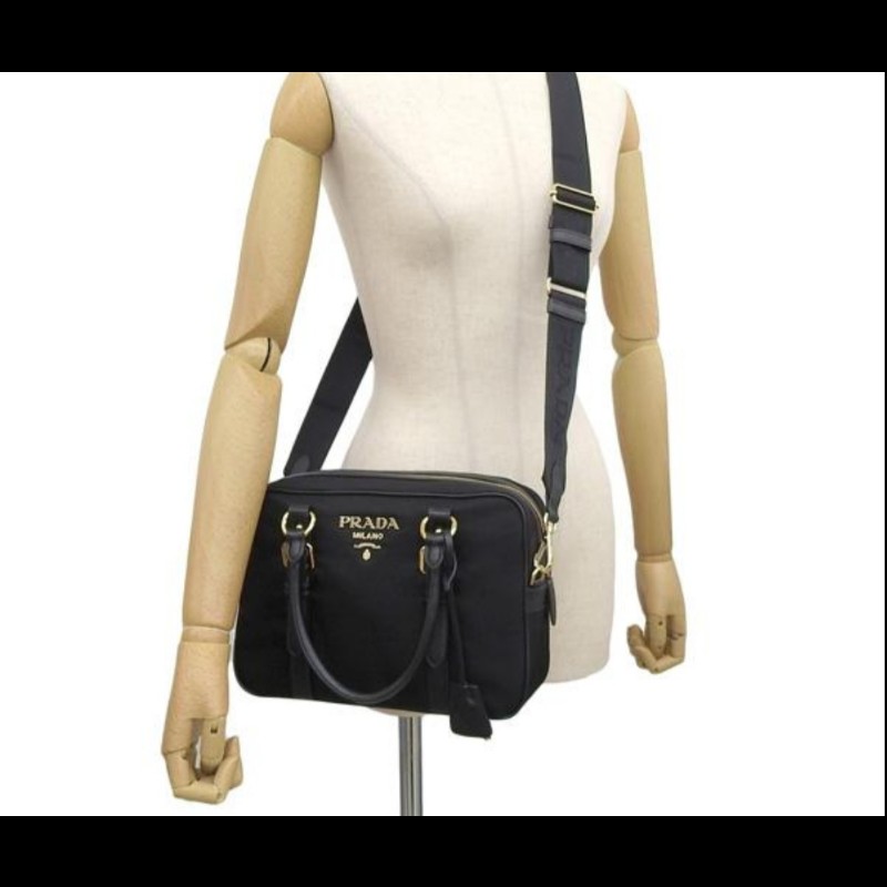 PRADA 1BB088 經典浮雕LOGO尼龍兩用手提包.附鎖組-0