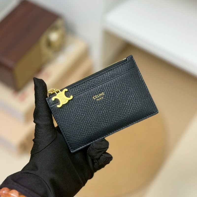 🏷Celine 瑟琳.Triomphe 凱旋門吊飾拉鍊卡包/客人寄賣-0