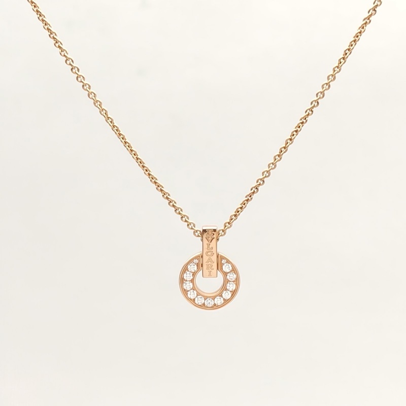 BVLGARI BVLGARI銅錢項鏈滿鑽18K玫瑰金/鑽石-0
