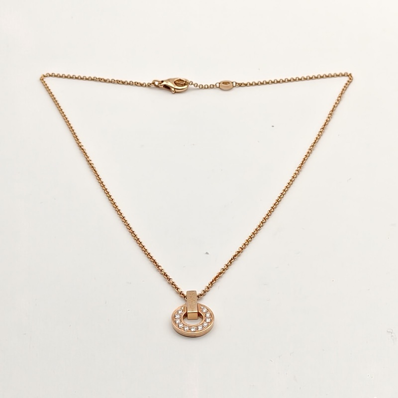 BVLGARI BVLGARI銅錢項鏈滿鑽18K玫瑰金/鑽石-4
