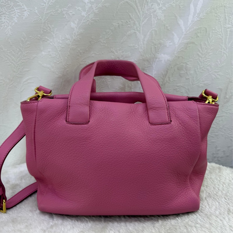 粉紅色的PRADA MILANO 2WAY 皮革手提肩背包-3