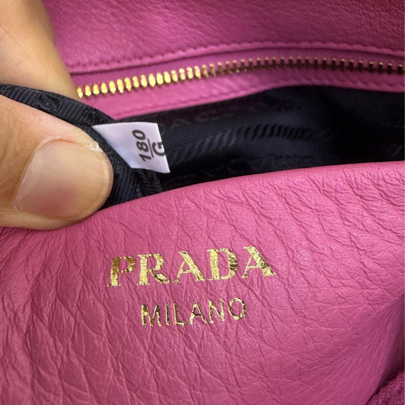 粉紅色的PRADA MILANO 2WAY 皮革手提肩背包-10