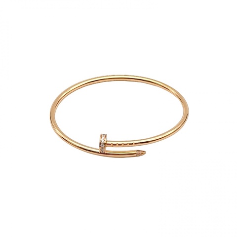 CARTIER JUSTEUNCLOU釘子20鑽細版手鐲18K玫瑰金15號