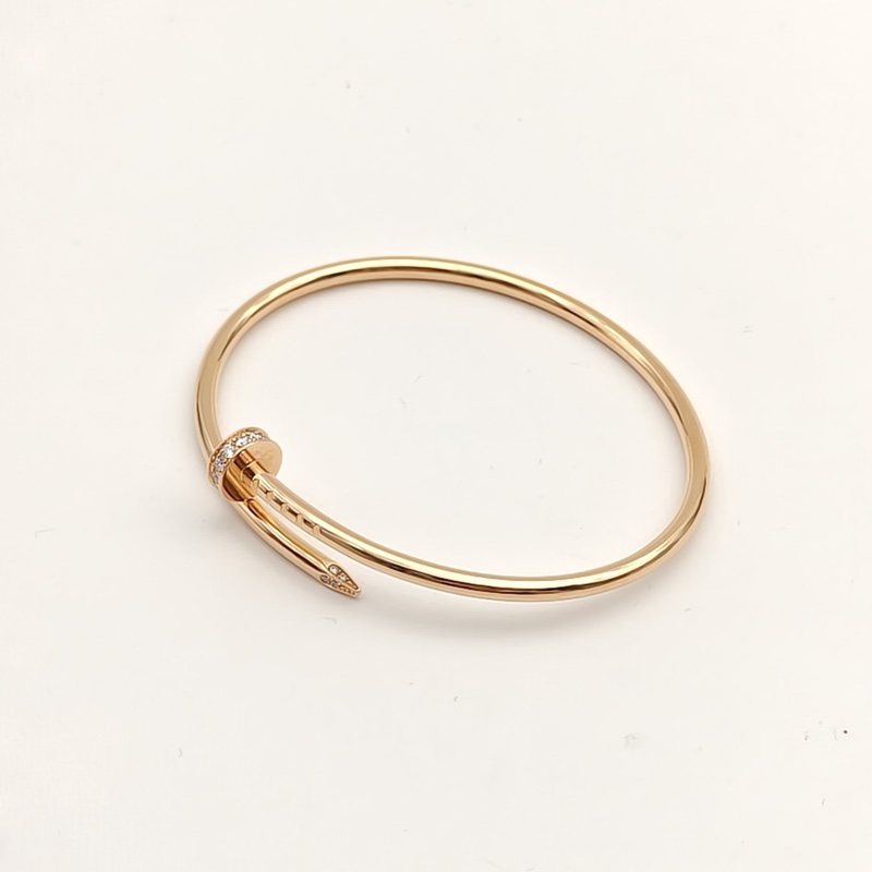 CARTIER JUSTEUNCLOU釘子20鑽細版手鐲18K玫瑰金15號-2