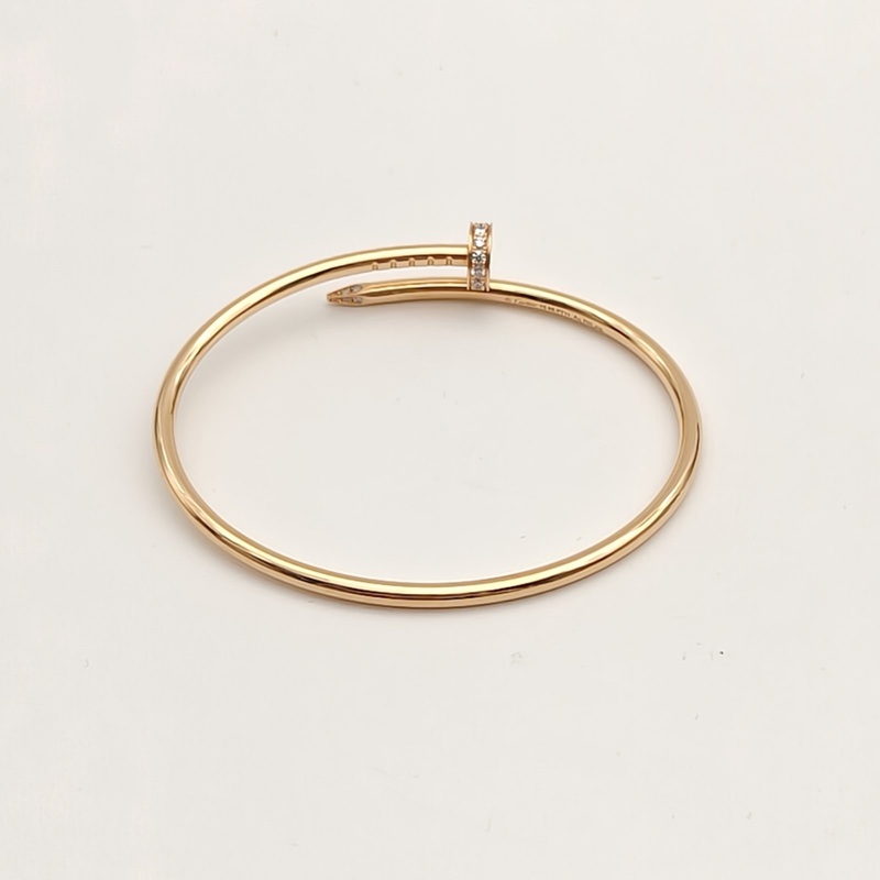CARTIER JUSTEUNCLOU釘子20鑽細版手鐲18K玫瑰金15號-4