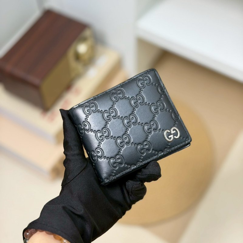 🏷Gucci 古馳.壓紋對開短夾/客人寄賣-0