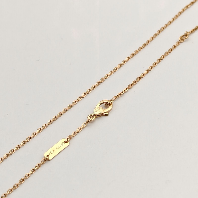 VAN CLEEF&ARPELS VintageAlhambra中號單花項鏈2019年聖誕18K黃金/鑽石/藍陶瓷-3