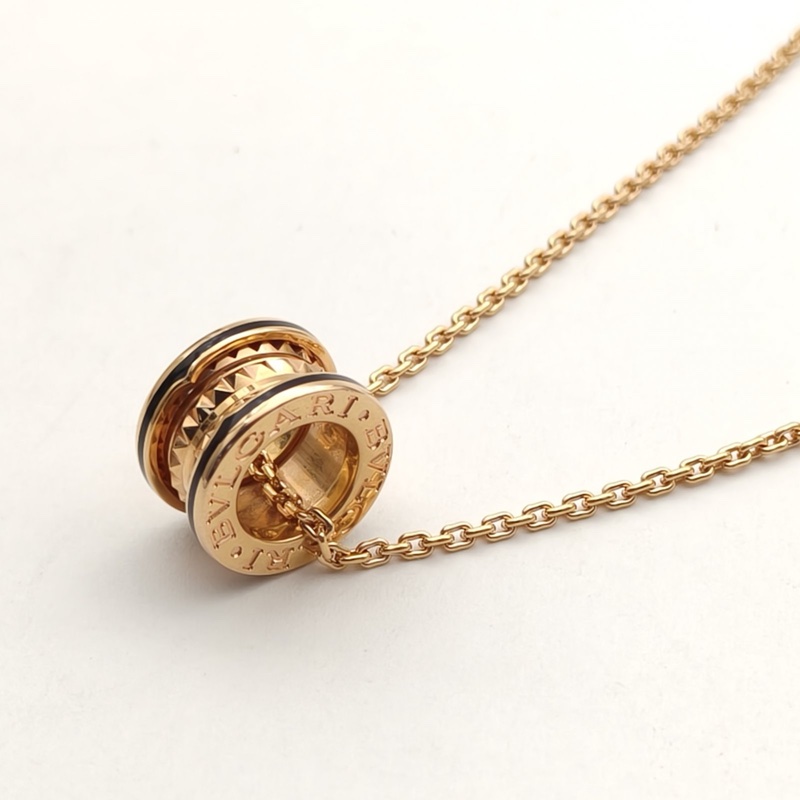 BVLGARI B.ZERO1彈簧項鏈ROCK鉚釘小號黑邊18K玫瑰金/黑陶瓷-2