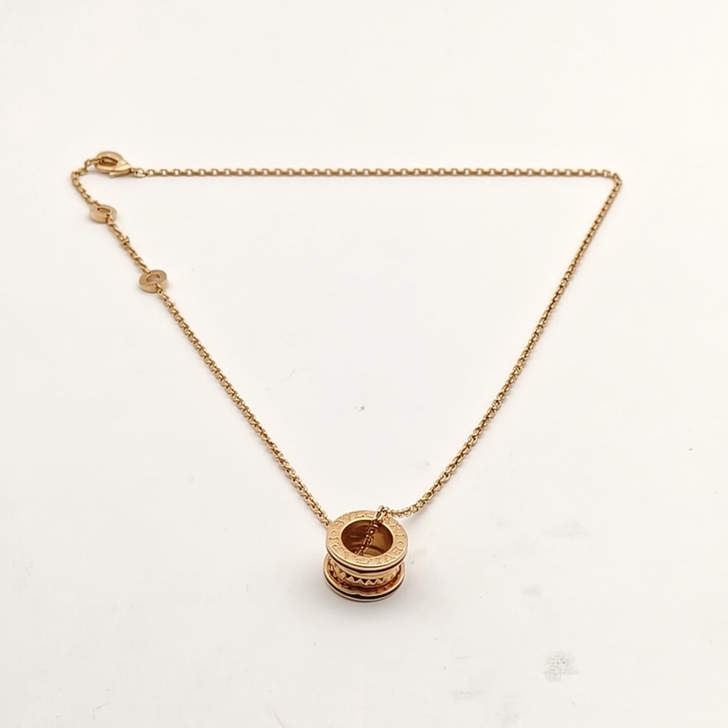 BVLGARI B.ZERO1彈簧項鏈ROCK鉚釘小號黑邊18K玫瑰金/黑陶瓷-4