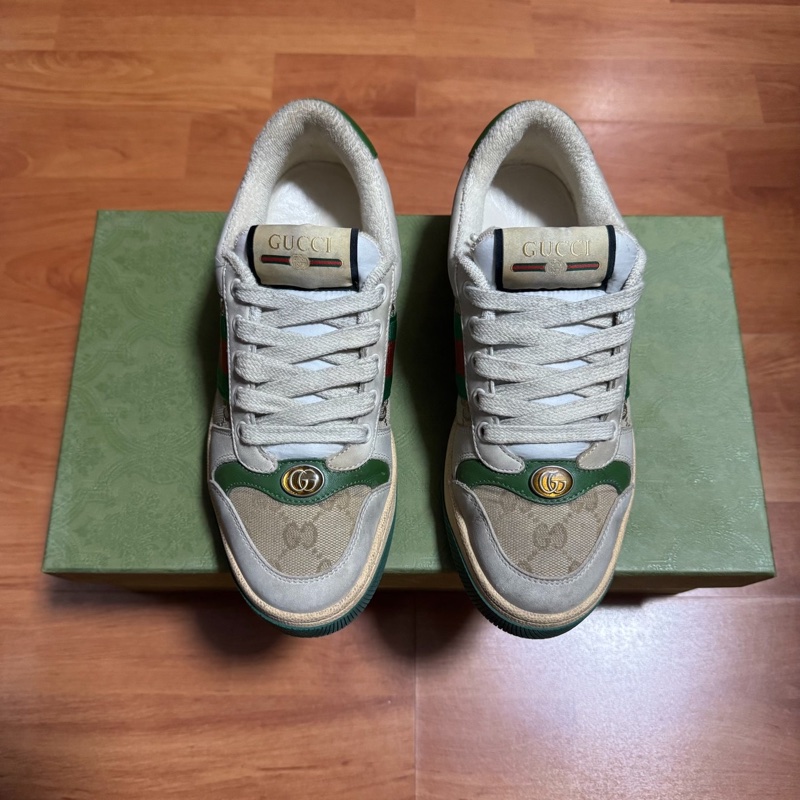 Gucci古馳Screener髒髒鞋 GG琺瑯做舊款 女款綠色 36碼-2
