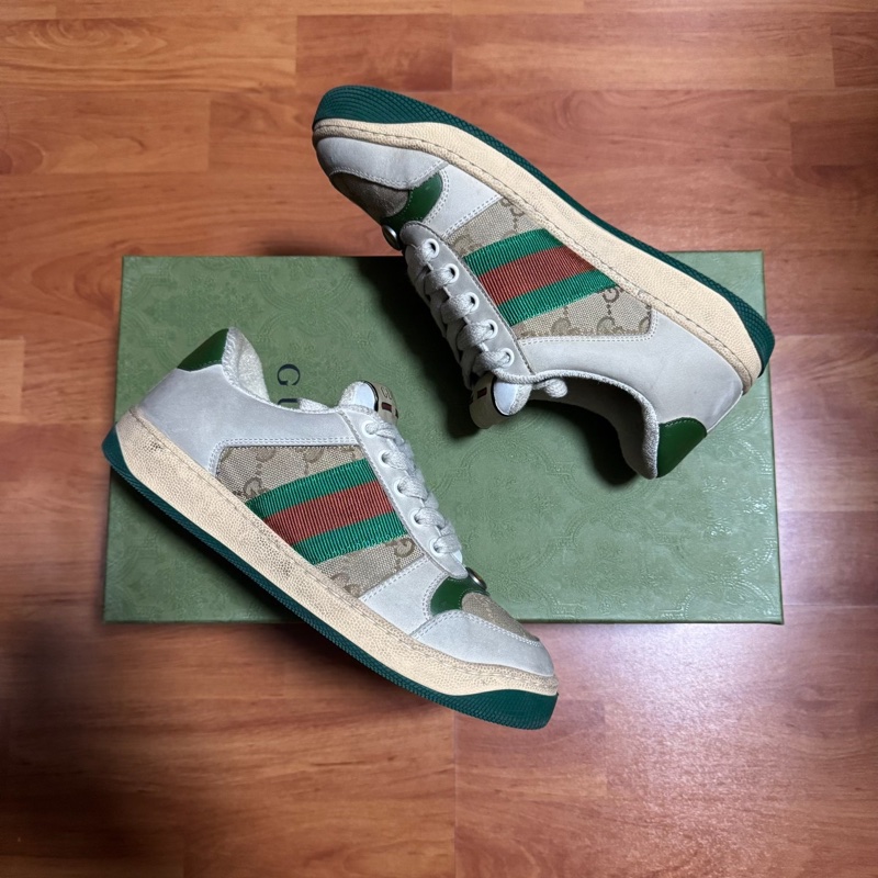 Gucci古馳Screener髒髒鞋 GG琺瑯做舊款 女款綠色 36碼-7
