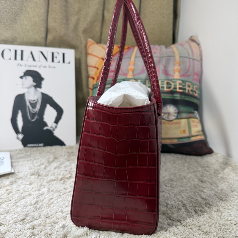 全新Chanel香奈兒鱷魚紋手提包cerf tote 紅色-3