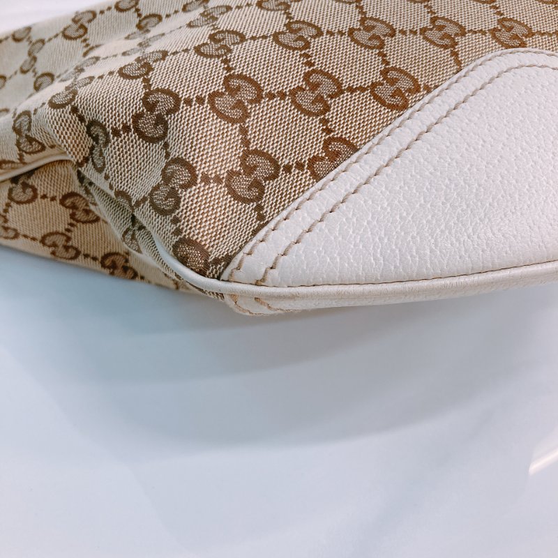 MS0643 Gucci 古馳 經典老花紋 腋下包 帆布 牛皮 象牙色 金扣 GG Supreme Princy Hobo Large Canvas Ivory x GHW-5