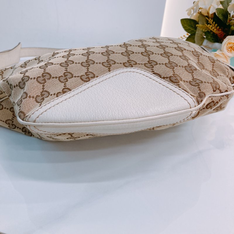 MS0643 Gucci 古馳 經典老花紋 腋下包 帆布 牛皮 象牙色 金扣 GG Supreme Princy Hobo Large Canvas Ivory x GHW-6