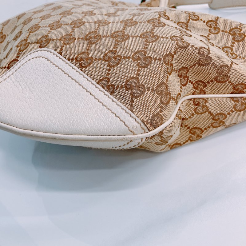 MS0643 Gucci 古馳 經典老花紋 腋下包 帆布 牛皮 象牙色 金扣 GG Supreme Princy Hobo Large Canvas Ivory x GHW-7