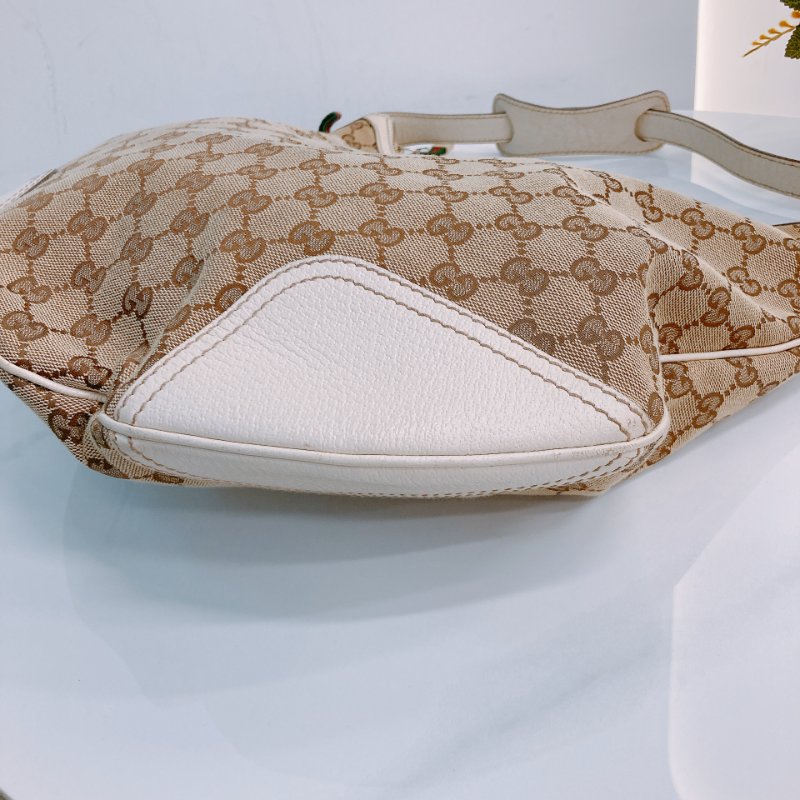 MS0643 Gucci 古馳 經典老花紋 腋下包 帆布 牛皮 象牙色 金扣 GG Supreme Princy Hobo Large Canvas Ivory x GHW-8