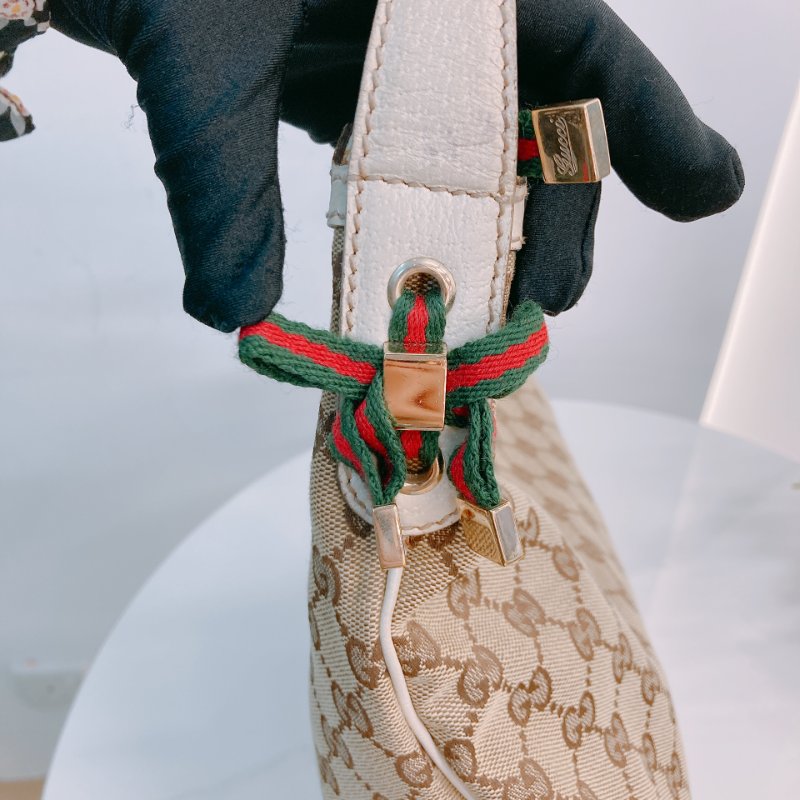 MS0643 Gucci 古馳 經典老花紋 腋下包 帆布 牛皮 象牙色 金扣 GG Supreme Princy Hobo Large Canvas Ivory x GHW-12