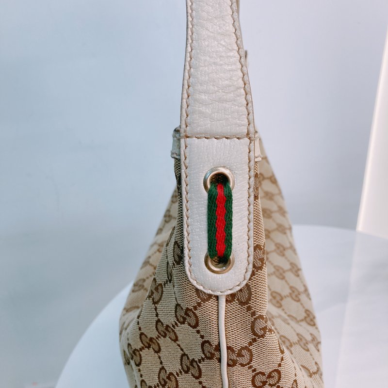 MS0643 Gucci 古馳 經典老花紋 腋下包 帆布 牛皮 象牙色 金扣 GG Supreme Princy Hobo Large Canvas Ivory x GHW-13