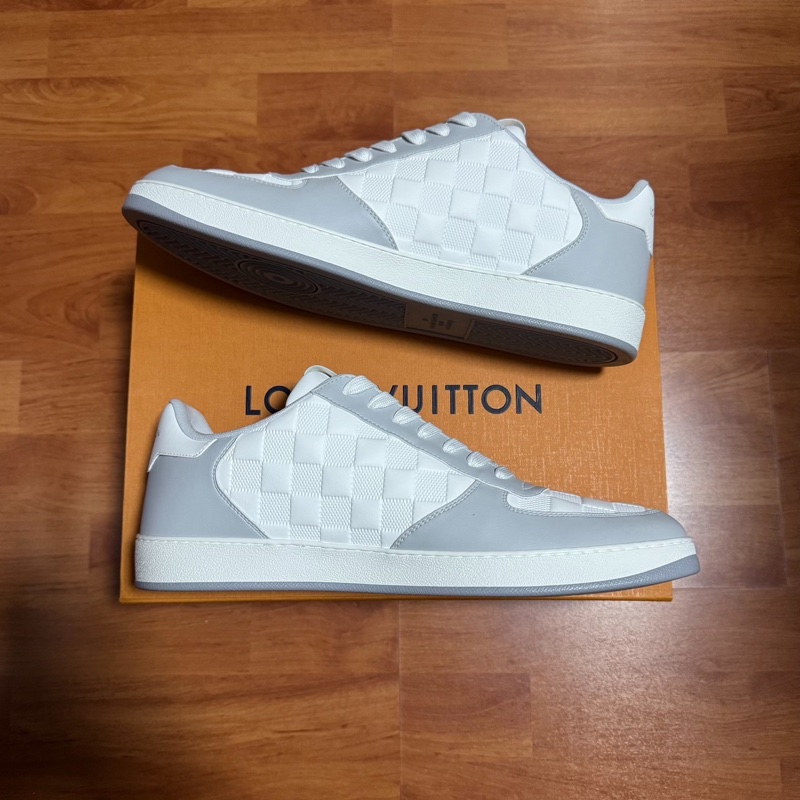 Lv Rivoli正品棋盤格 路易威登低幫板鞋 男款 灰白色 45碼-1