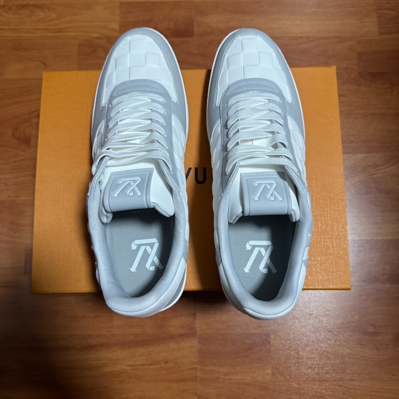 Lv Rivoli正品棋盤格 路易威登低幫板鞋 男款 灰白色 45碼-3